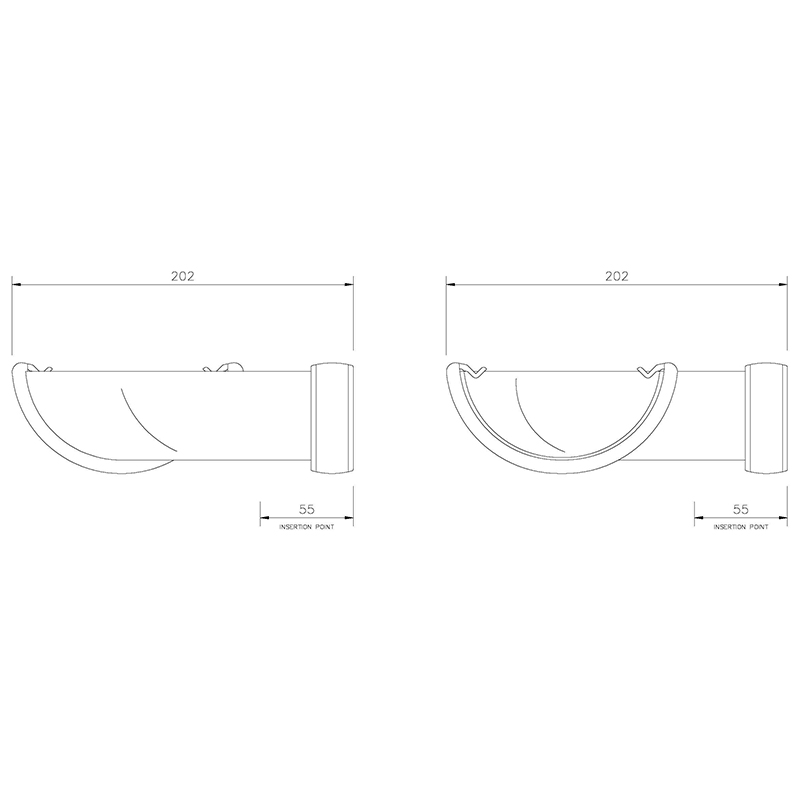 112mm Half Round Black 90° Gutter Angle 