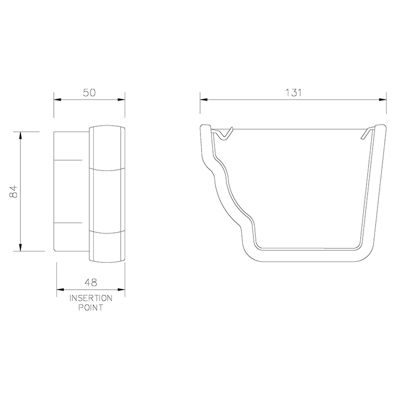 FloPlast 110mm Niagara Ogee Cast Iron Effect External Stopend Left Hand 