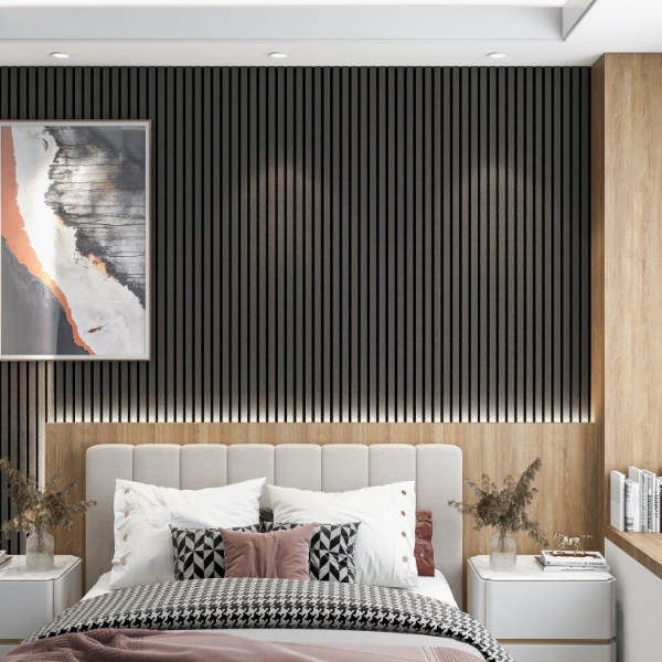 600mm Ebony Acoustic Slat Wall Panel 2.4m image